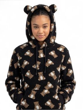 Hot Topic Cozy Teddy Bear Sherpa Fleece Pullover Hoodie